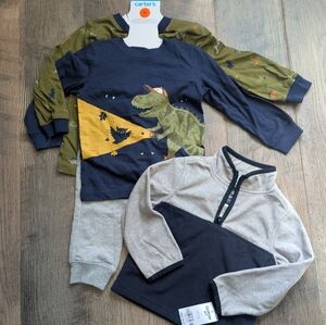 New Carter's Kids Dinosaur Long Sleeve Shirt Set -  2t Osh Kosh Fleece Pullover